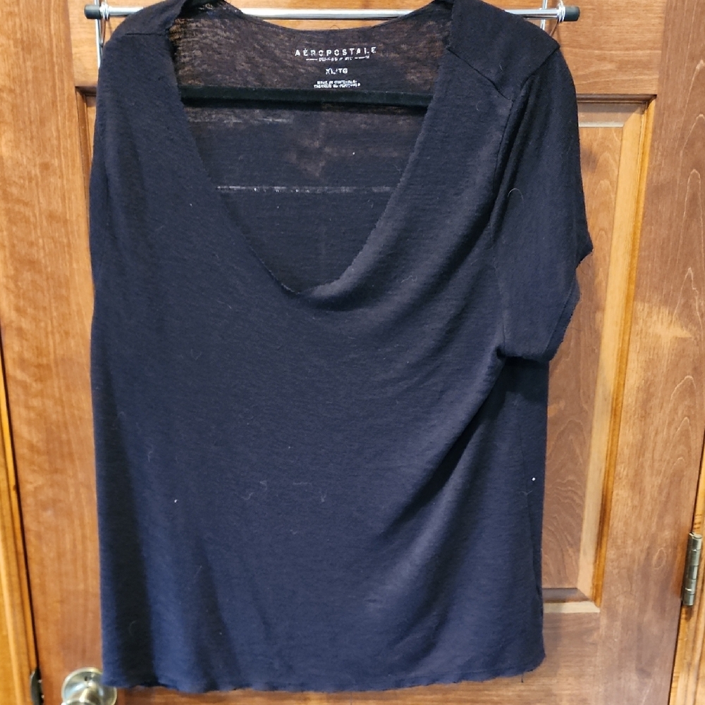 Aeropostale Women's Black Off The Shoulder Tee